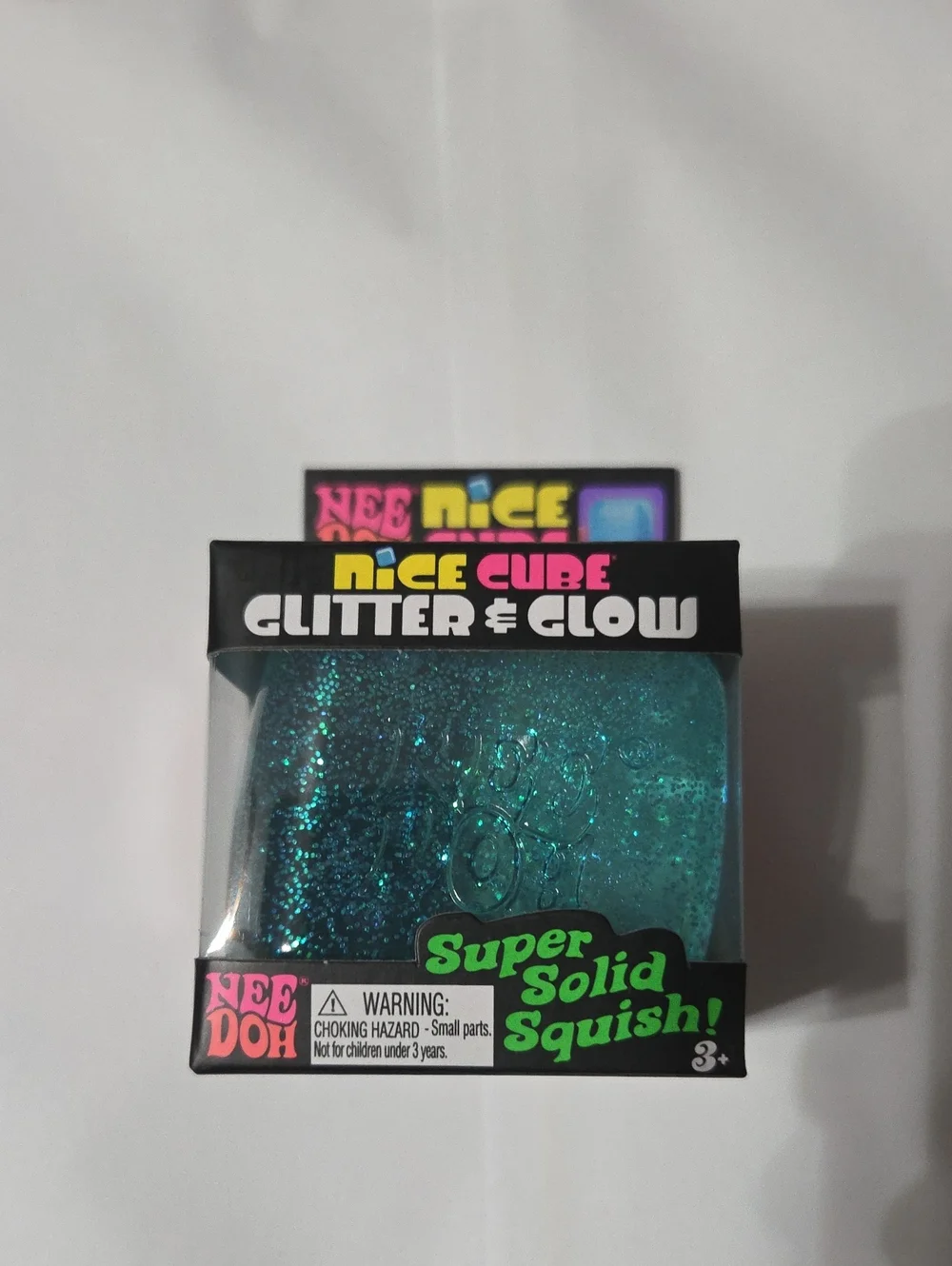 Nice Cube Glitter & Glow Super Solid Squish - Teal Glitter